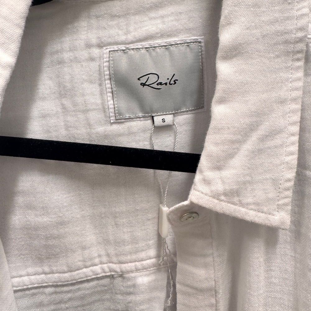 Rails White Linen Button-Front Shirt Jacket